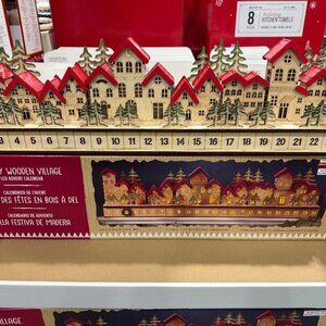 New 30" Holiday Wooden Village LED Advent Calendar
